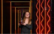8 November 2017; Amber Barrett of Peamount United with her Senior player of the year trophy during Continental Tyres Women's National League Awards at Guinness Storehouse in Dublin. Photo by Eóin Noonan/Sportsfile