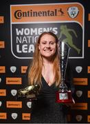 8 November 2017; Amber Barrett of Peamount United with her Senior player of the year trophy and her golden boot award during Continental Tyres Women's National League Awards at Guinness Storehouse in Dublin. Photo by Eóin Noonan/Sportsfile