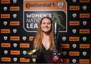 8 November 2017; Amber Barrett of Peamount United with her Senior player of the year trophy and her golden boot award during Continental Tyres Women's National League Awards at Guinness Storehouse in Dublin. Photo by Eóin Noonan/Sportsfile