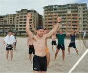 9 November 2017; Niall Sludden celebrates being on the winning side as the Ireland International Rules Squad had played a game of Volleyball at Glenelg Beach, Adelaide, Australia. Photo by Ray McManus/Sportsfile