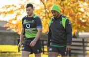 9 November 2017; Robbie Henshaw, left, and Bundee Aki arrive for Ireland rugby squad training at Carton House in Maynooth, Kildare. Photo by Brendan Moran/Sportsfile