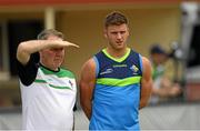 10  November 2017; Eoin Cadogan, who did not train, with Dr Kevin Moran, left, before Ireland International Rules Squad training at the Gaelic Football and Hurling Association of South Australia, St. Mary's Park, Adelaide, Australia Photo by Ray McManus/Sportsfile