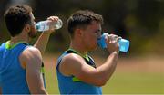 10  November 2017; Sean Powter and Chris Barrett, left, enjoy a drink of water during Ireland International Rules Squad training at the Gaelic Football and Hurling Association of South Australia, St. Mary's Park, Adelaide, Australia Photo by Ray McManus/Sportsfile