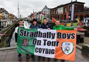 10 November 2017; Republic of Ireland supporters, from left, Francis Carroll, Garvin Cummins, Emmet Cummins and Eamonn Clancy, from Stradbally, Co Waterford in Copenhagen ahead of the FIFA 2018 World Cup Qualifier Play-off 1st leg against Denmark on Saturday. Photo by Ramsey Cardy/Sportsfile