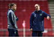 10 November 2017; Republic of Ireland manager Martin O'Neill, right, and Seamus Coleman, left, during Republic of Ireland squad training at Parken Stadium in Copenhagen, Denmark. Photo by Seb Daly/Sportsfile