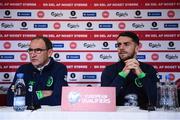 10 November 2017; Manager Martin O'Neill and Robbie Brady during a Republic of Ireland press conference at Parken Stadium in Copenhagen, Denmark. Photo by Stephen McCarthy/Sportsfile