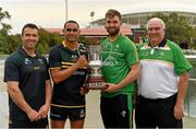 11 November 2017; The Eirgrid Ireland team manager Joe Kernan, right, and captain Aidan O'Shea with the Cormac McAnallen Cup and the Australian manager Chris Scott, left, and captain Shaun Burgoyne during the Australia v Ireland - Virgin Australia International Rules Series 1st Test pre match photocall on the Torrens River Footbridge outside the Adelaide Oval in Adelaide, Australia. Photo by Ray McManus/Sportsfile