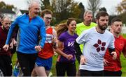 11 November 2017; parkrun participants pictured at the Naas parkrun where Vhi hosted a special event to celebrate their partnership with parkrun Ireland. Former Kildare GAA Ladies football captain and 2016 All-Ireland winner, Aisling Holton was on hand to lead the warm up for parkrun participants before completing the 5km course alongside newcomers and seasoned parkrunners alike. Vhi provided walkers, joggers, runners and volunteers at Naas parkrun with a variety of refreshments in the Vhi Relaxation Area at the finish line. A qualified physiotherapist was also available to guide participants through a post event stretching routine to ease those aching muscles. To register for a parkrun near you visit www.parkrun.ie. Photo by Piaras Ó Mídheach/Sportsfile