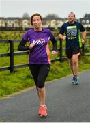 11 November 2017; VHI representative Brighid Smyth during the Naas parkrun where Vhi hosted a special event to celebrate their partnership with parkrun Ireland. Former Kildare GAA Ladies football captain and 2016 All-Ireland winner, Aisling Holton was on hand to lead the warm up for parkrun participants before completing the 5km course alongside newcomers and seasoned parkrunners alike. Vhi provided walkers, joggers, runners and volunteers at Naas parkrun with a variety of refreshments in the Vhi Relaxation Area at the finish line. A qualified physiotherapist was also available to guide participants through a post event stretching routine to ease those aching muscles. To register for a parkrun near you visit www.parkrun.ie. Photo by Piaras Ó Mídheach/Sportsfile