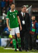 9 November 2017; Jonny Evans of Northern Ireland during the FIFA 2018 World Cup Qualifier Play-off 1st leg match between Northern Ireland and Switzerland at Windsor Park in Belfast. Photo by Oliver McVeigh/Sportsfile