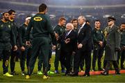 11 November 2017; President of Ireland Michael D. Higgins is introduced to South Africa captain Eben Etzebeth and IRFU president Philip Orr during the Guinness Series International match between Ireland and South Africa at the Aviva Stadium in Dublin. Photo by Brendan Moran/Sportsfile