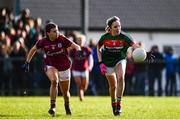 12 November 2017; Elaine Needham of Mayo in action against Karen Dowd of Galway during the All Ireland U21 Ladies Football Final match between Mayo and Galway at St. Croans GAA Club in Keelty, Roscommon. Photo by Sam Barnes/Sportsfile