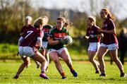 12 November 2017; Natasha Gaughan of Mayo in action against Orla Murphy of Galway during the All Ireland U21 Ladies Football Final match between Mayo and Galway at St. Croans GAA Club in Keelty, Roscommon. Photo by Sam Barnes/Sportsfile
