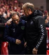 11 November 2017; Republic of Ireland manager Martin O'Neill and Denmark manager Aage Hareide prior to the FIFA 2018 World Cup Qualifier Play-off 1st Leg match between Denmark and Republic of Ireland at Parken Stadium in Copenhagen, Denmark. Photo by Stephen McCarthy/Sportsfile