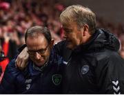 11 November 2017; Republic of Ireland manager Martin O'Neill and Denmark manager Aage Hareide prior to the FIFA 2018 World Cup Qualifier Play-off 1st Leg match between Denmark and Republic of Ireland at Parken Stadium in Copenhagen, Denmark. Photo by Stephen McCarthy/Sportsfile