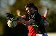 12 November 2017; Jack Horgan of Nemo Rangers in action against Aodhan O'Connor of Adare during the AIB Munster GAA Football Senior Club Championship Semi-Final match between Nemo Rangers and Adare at Mallow GAA complex in Mallow, Co Cork. Photo by Piaras Ó Mídheach/Sportsfile