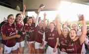 12 November 2017; Megan Glynn of Galway, centre, lifts the Aisling McGing Memorial Cup following the All Ireland U21 Ladies Football Final match between Mayo and Galway at St. Croans GAA Club in Keelty, Roscommon. Photo by Sam Barnes/Sportsfile