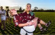 12 November 2017; Shauna Molloy, left, and Eimear O'Kane of Galway celebrate following the All Ireland U21 Ladies Football Final match between Mayo and Galway at St. Croans GAA Club in Keelty, Roscommon. Photo by Sam Barnes/Sportsfile