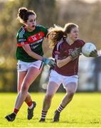 12 November 2017; Louise Ward of Galway in action against Emma Needham of Mayo during the All Ireland U21 Ladies Football Final match between Mayo and Galway at St. Croans GAA Club in Keelty, Roscommon. Photo by Sam Barnes/Sportsfile
