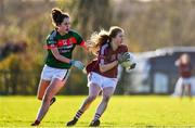 12 November 2017; Louise Ward of Galway in action against Emma Needham of Mayo during the All Ireland U21 Ladies Football Final match between Mayo and Galway at St. Croans GAA Club in Keelty, Roscommon. Photo by Sam Barnes/Sportsfile
