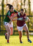 12 November 2017; Chloe Crowe of Galway in action against Emma Needham of Mayo during the All Ireland U21 Ladies Football Final match between Mayo and Galway at St. Croans GAA Club in Keelty, Roscommon. Photo by Sam Barnes/Sportsfile