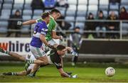 12 November 2017; Éanna O'Connor of Moorefield scores his side's first goal past Portlaoise goalkeeper Graham Brody during the AIB Leinster GAA Football Senior Club Championship Quarter-Final match between Portlaoise and Moorefield at O'Moore Park in Portlaoise, Laois. Photo by Daire Brennan/Sportsfile