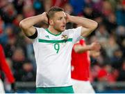 12 November 2017; Conor Washington of Northern Ireland during the FIFA 2018 World Cup Qualifier Play-off 2nd leg match between Switzerland and Northern Ireland at St. Jakob's Park in Basel, Switzerland. Photo by Roberto Bregani/Sportsfile