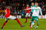 12 November 2017; George Saville of Northern Ireland in action against Denis Zakaria of Switzerland during the FIFA 2018 World Cup Qualifier Play-off 2nd leg match between Switzerland and Northern Ireland at St. Jakob's Park in Basel, Switzerland. Photo by Roberto Bregani/Sportsfile