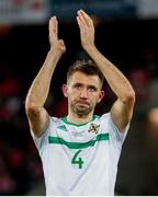 12 November 2017; Gareth McAuley of Northern Ireland dejected after the final whistle of the FIFA 2018 World Cup Qualifier Play-off 2nd leg match between Switzerland and Northern Ireland at St. Jakob's Park in Basel, Switzerland. Photo by Roberto Bregani/Sportsfile