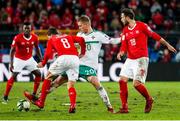 12 November 2017; George Saville of Northern Ireland in action against Remo Freuler and Admir Mehmedi of Switzerland during the FIFA 2018 World Cup Qualifier Play-off 2nd leg match between Switzerland and Northern Ireland at St. Jakob's Park in Basel, Switzerland. Photo by Roberto Bregani/Sportsfile