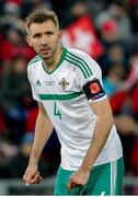 12 November 2017; Gareth McAuley of Northern Ireland during the FIFA 2018 World Cup Qualifier Play-off 2nd leg match between Switzerland and Northern Ireland at St. Jakob's Park in Basel, Switzerland. Photo by Roberto Bregani/Sportsfile