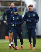 13 November 2017; Republic of Ireland players, from left,  David Meyler, Wes Hoolahan and Jeff Hendrick during squad training at the FAI National Training Centre in Abbotstown, Dublin. Photo by Stephen McCarthy/Sportsfile