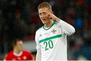 12 November 2017; George Saville of Northern Ireland looks dejected after the FIFA 2018 World Cup Qualifier Play-off 2nd leg match between Switzerland and Northern Ireland at St. Jakob's Park in Basel, Switzerland. Photo by Roberto Bregani/Sportsfile