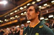 11 November 2017; South Africa captain Eben Etzebeth leads his side out prior to the Guinness Series International match between Ireland and South Africa at the Aviva Stadium in Dublin. Photo by Brendan Moran/Sportsfile