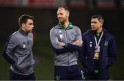 14 November 2017; Republic of Ireland players, from left, Séamus Coleman, David Meyler, and Jonathan Walters prior to the FIFA 2018 World Cup Qualifier Play-off 2nd leg match between Republic of Ireland and Denmark at Aviva Stadium in Dublin. Photo by Stephen McCarthy/Sportsfile