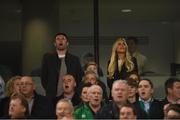 14 November 2017; Robbie Keane and his wife Claudine Keane sing Amhrán na bhFiann prior to the FIFA 2018 World Cup Qualifier Play-off 2nd leg match between Republic of Ireland and Denmark at Aviva Stadium in Dublin.Photo by Eóin Noonan/Sportsfile