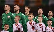 14 November 2017; Republic of Ireland players, from left, Ciaran Clark, Daryl Murphy, Jeff Hendrick, Stephen Ward, and Robbie Brady prior to the FIFA 2018 World Cup Qualifier Play-off 2nd leg match between Republic of Ireland and Denmark at Aviva Stadium in Dublin. Photo by Seb Daly/Sportsfile