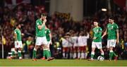 14 November 2017; Daryl Murphy of Republic of Ireland reacts after Christian Eriksen of Denmark scored his side's third goal during the FIFA 2018 World Cup Qualifier Play-off 2nd leg match between Republic of Ireland and Denmark at Aviva Stadium in Dublin. Photo by Seb Daly/Sportsfile