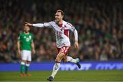 14 November 2017; Christian Eriksen of Denmark celebrates after scoring his side's fourth goal during the FIFA 2018 World Cup Qualifier Play-off 2nd leg match between Republic of Ireland and Denmark at Aviva Stadium in Dublin. Photo by Eóin Noonan/Sportsfile