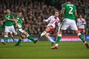 14 November 2017; Christian Eriksen of Denmark scores his side's third goal during the FIFA 2018 World Cup Qualifier Play-off 2nd leg match between Republic of Ireland and Denmark at Aviva Stadium in Dublin.Photo by Eóin Noonan/Sportsfile