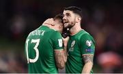 14 November 2017; A dejected Jeff Hendrick, left, and Robbie Brady of Republic of Ireland after the FIFA 2018 World Cup Qualifier Play-off 2nd leg match between Republic of Ireland and Denmark at Aviva Stadium in Dublin. Photo by Seb Daly/Sportsfile