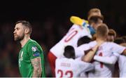 14 November 2017; Daryl Murphy of Republic of Ireland reacts following the FIFA 2018 World Cup Qualifier Play-off 2nd leg match between Republic of Ireland and Denmark at Aviva Stadium in Dublin. Photo by Stephen McCarthy/Sportsfile