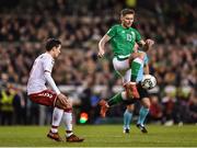 14 November 2017; Jeff Hendrick of Republic of Ireland in action against Andreas Christensen of Denmark during the FIFA 2018 World Cup Qualifier Play-off 2nd leg match between Republic of Ireland and Denmark at Aviva Stadium in Dublin. Photo by Seb Daly/Sportsfile