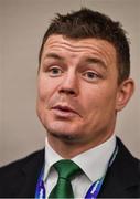 15 November 2017; Ireland 2023 bid ambassador Brian O’Driscoll after the Rugby World Cup 2023 host union announcement at the Royal Garden Hotel, London, England. Photo by Brendan Moran/Sportsfile