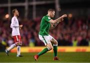 14 November 2017; James McClean of Republic of Ireland reacts to a late missed chance on goal during the FIFA 2018 World Cup Qualifier Play-off 2nd leg match between Republic of Ireland and Denmark at Aviva Stadium in Dublin. Photo by Stephen McCarthy/Sportsfile