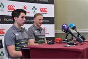 16 November 2017; Ireland head coach Joe Schmidt with Joey Carbery during an Ireland rugby squad  press conference at Carton House in Maynooth, Kildare. Photo by Matt Browne/Sportsfile