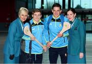 17 November 2017; Clare hurlers Padraic Collins and John Conlon, along with Aer Lingus Senior Cabin Crew members Lesley Murphy, left, and Grainne Frawley, departed Shannon Airport for Boston today onboard Aer Lingus flight EI135. Aer Lingus, official airline of the AIG Fenway Hurling Classic and Irish Festival, has been serving Boston since 1958 and is thrilled to once again be supporting this unique cultural and sporting event, bringing 130 hurlers to Boston’s iconic Fenway Park. Games will be broadcast on TG4 on November 19th with Dublin v Galway in the first semi-final followed by Clare v Tipperary in the second semi-final. Photo by Diarmuid Greene/Sportsfile