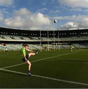 17 November 2017; Conor McManus practices a side line kick during Ireland International Rules Squad Captain's Run at Domain Stadium, Subiaco Oval in Perth, Australia. Photo by Ray McManus/Sportsfile