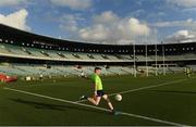 17 November 2017; Conor McManus practices a side line kick during Ireland International Rules Squad Captain's Run at Domain Stadium, Subiaco Oval in Perth, Australia. Photo by Ray McManus/Sportsfile