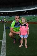 17 November 2017; Donegal’s Michael Murphy with Annie Campbell, age 4, from Perth and of Donegal parents, after Ireland International Rules Squad Captain's Run at Domain Stadium, Subiaco Oval in Perth, Australia. Photo by Ray McManus/Sportsfile